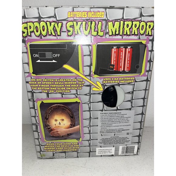 Vintage GAF Corp SPOOKY 3D Laughing SKULL 12½" Wall MIRROR Halloween Decor - Picture 10 of 15